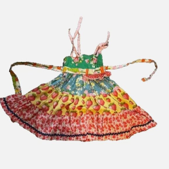 Matilda Jane Meadow Sweet Ellie Dress Strawberries Print Good Hart Size 4 Girls - Picture 1 of 3